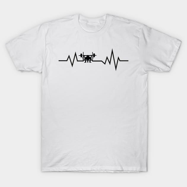 Barbell Workout Gym Heartbeat T-Shirt by Art master